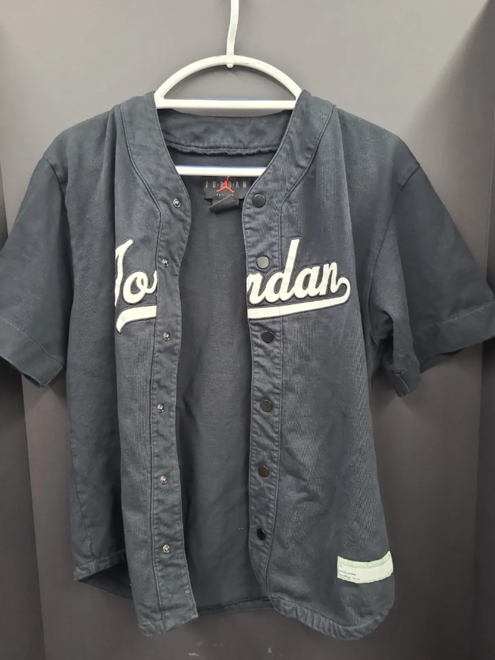 Jordan Flight MVP Men’s Baseball Jersey Shirt Black & White Size Small